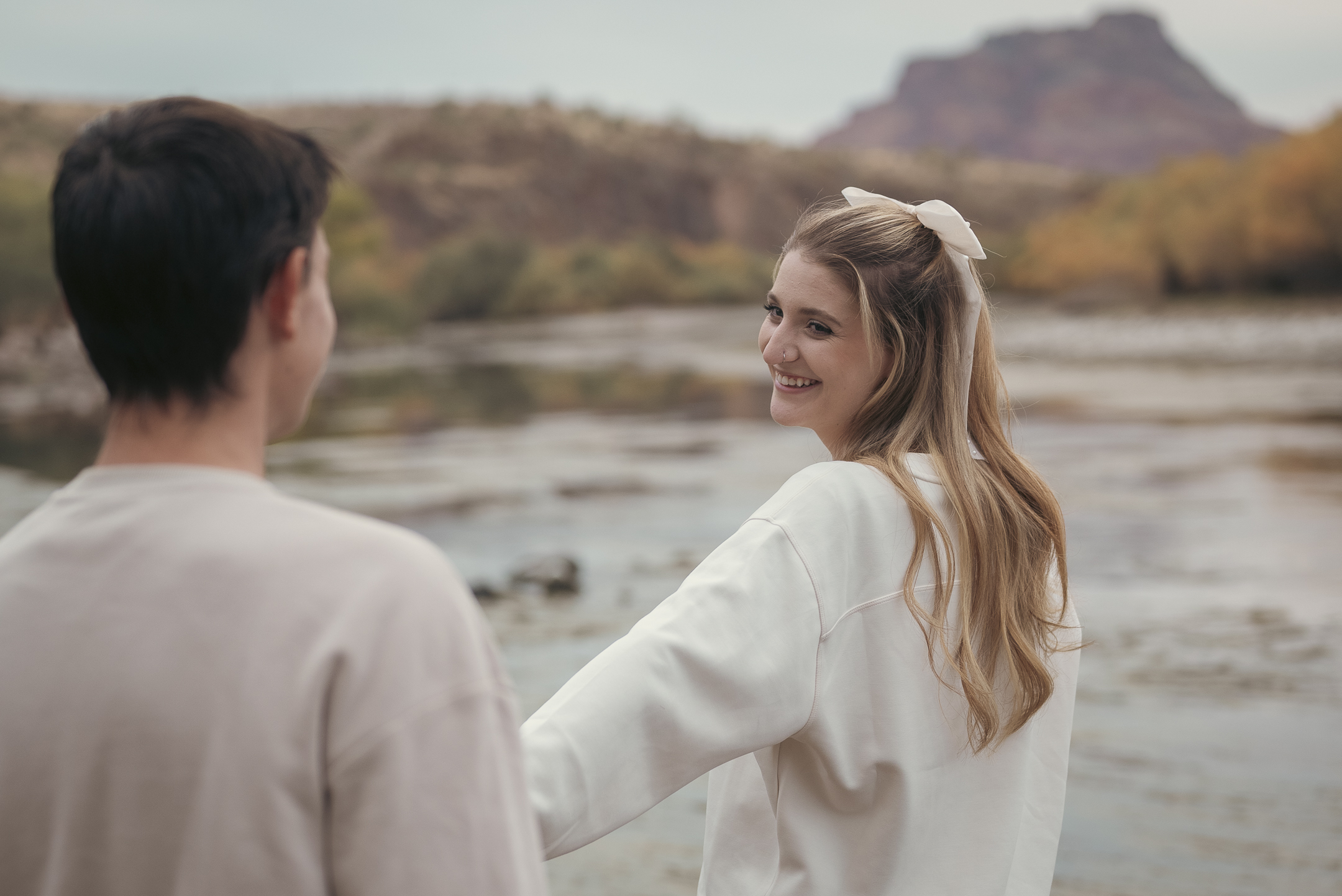 Couple's engagement photo session by the Lower Salt River in Arizona