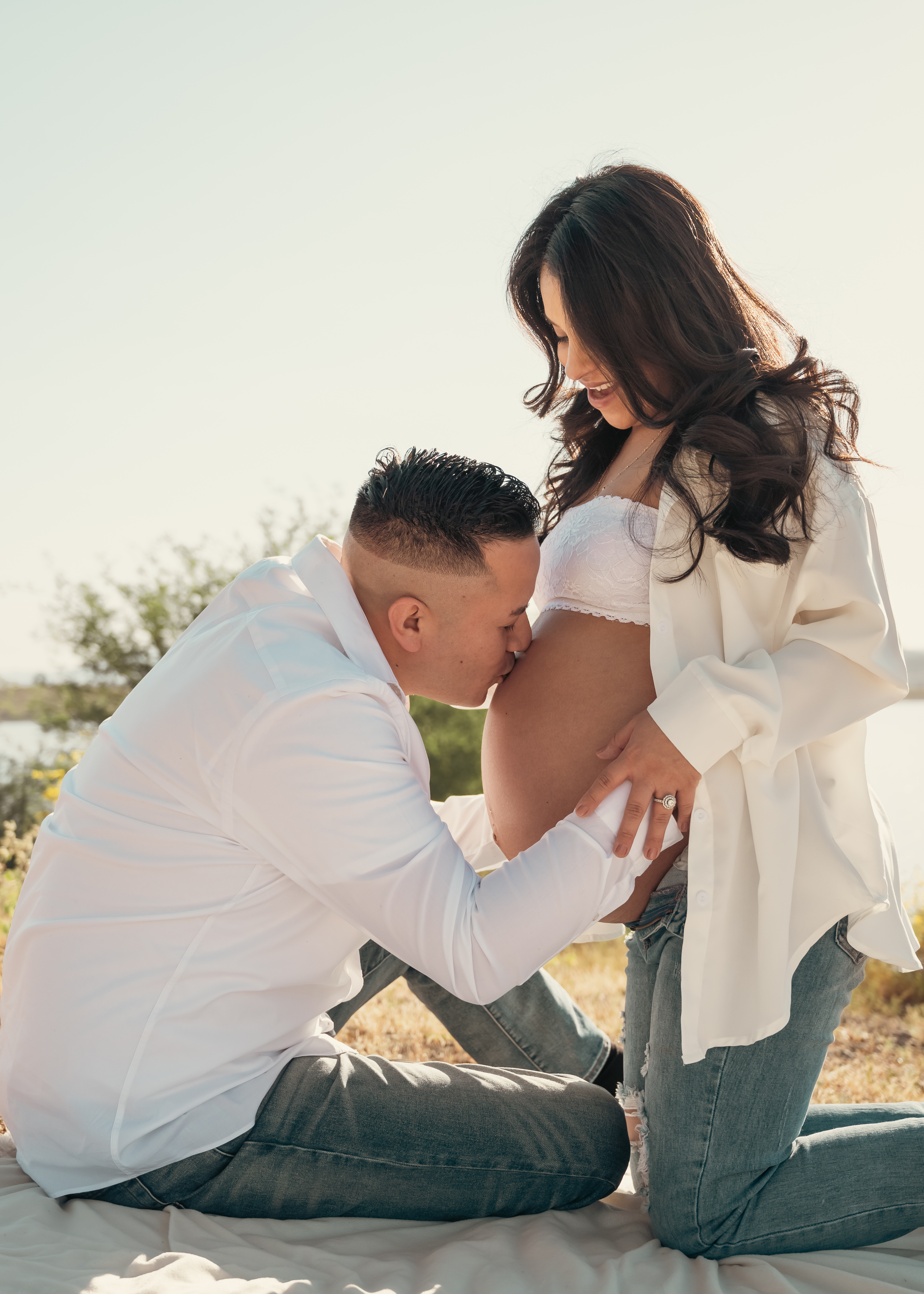 Couple sharing affectionate moment  by the Lower Salt River in Arizona