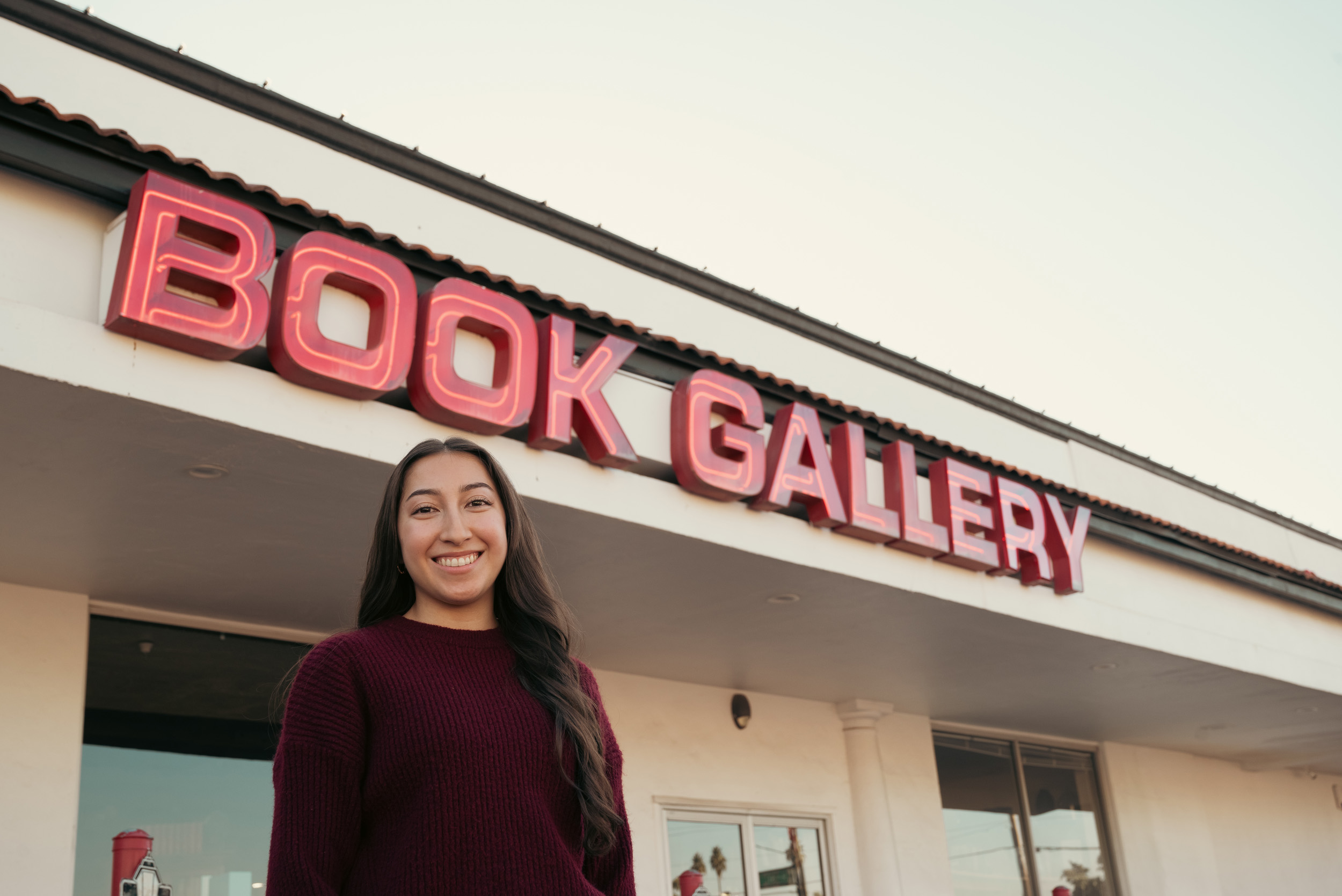 Senior portraits at Phoenix book store Book Gallery.