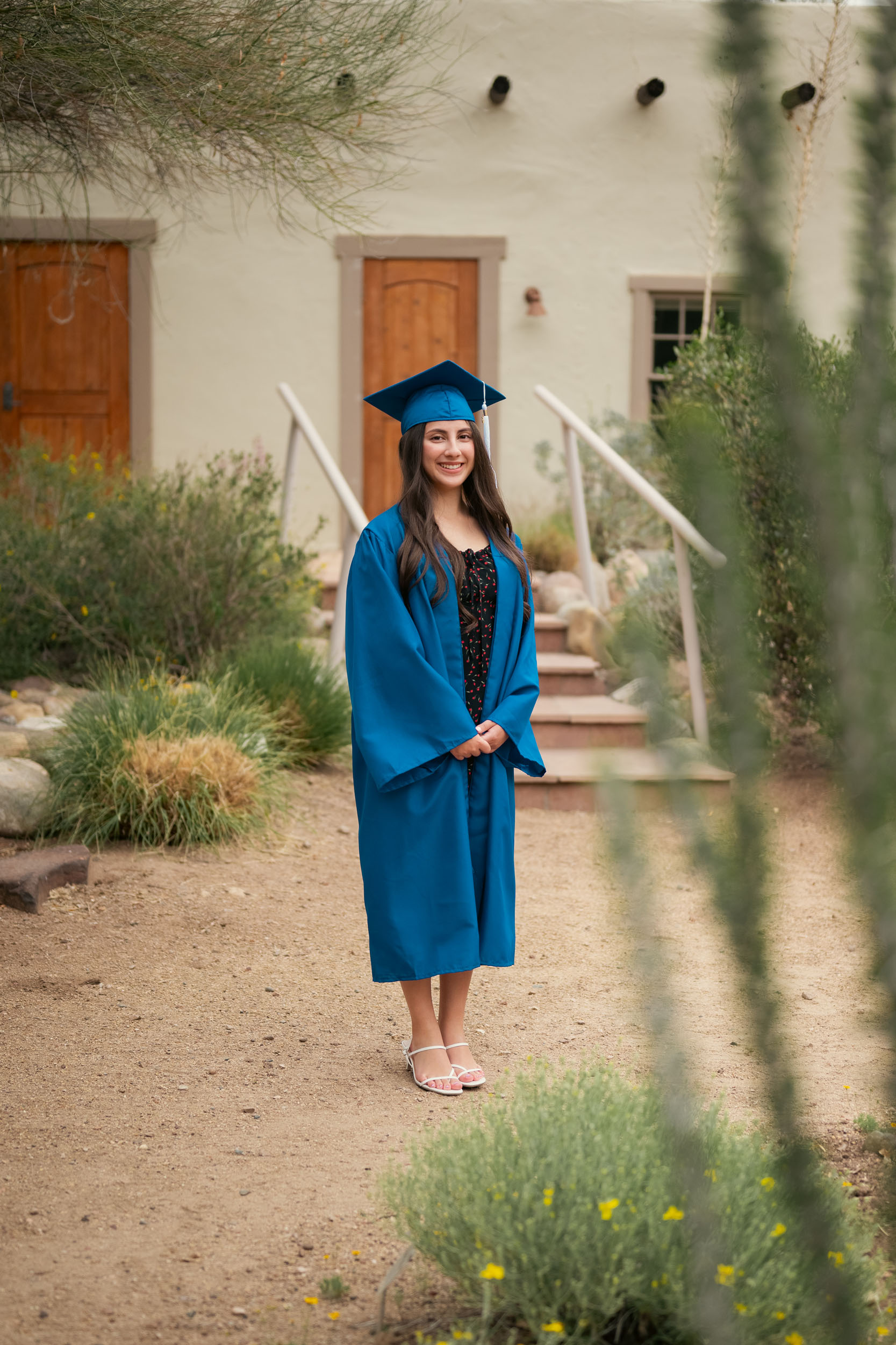 Senior portrait in nature garden at Hassayampa River Preserve in Wickenburg Arizona.