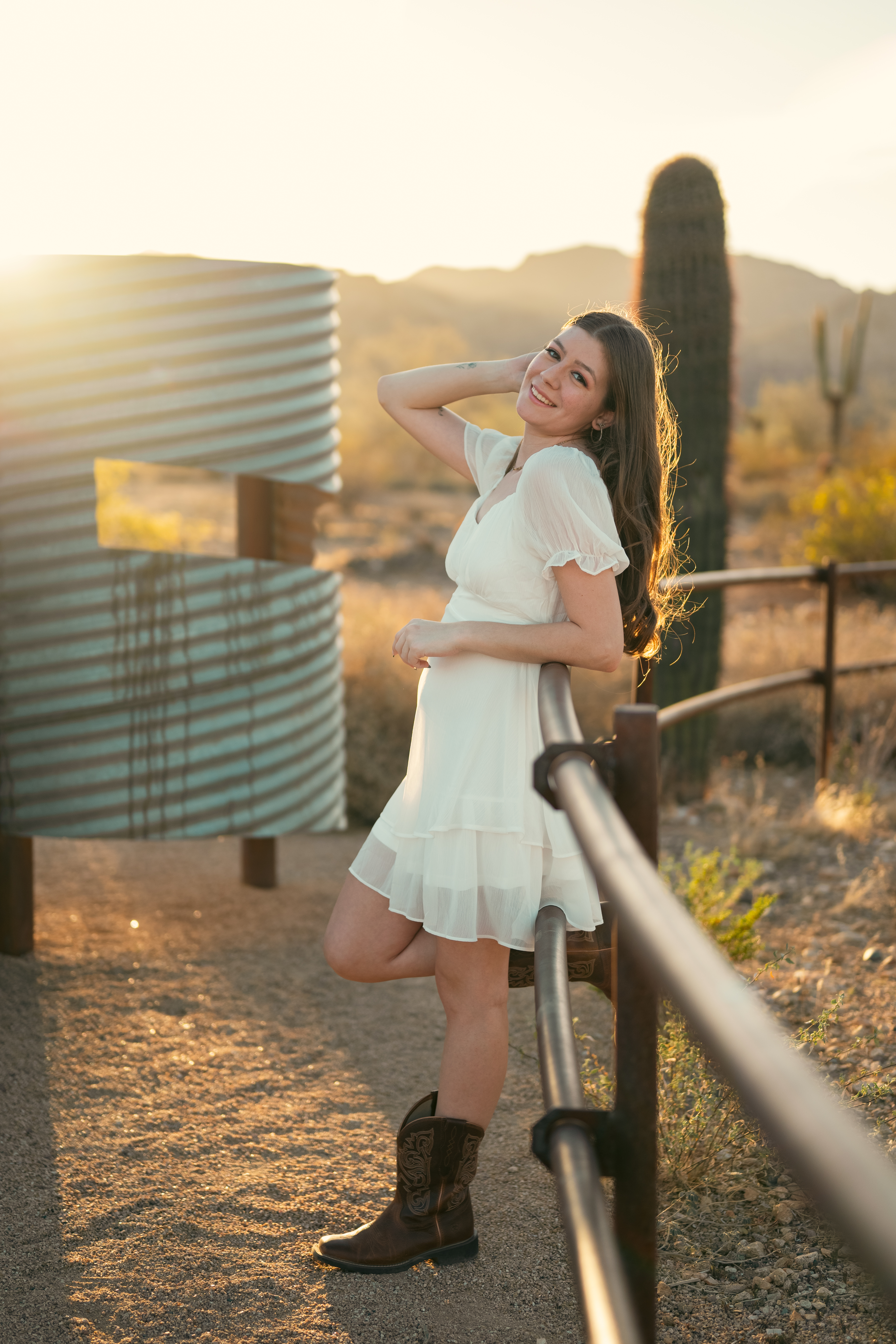 Senior portrait in the desert at Surprise White Tank Mountains in Arizona