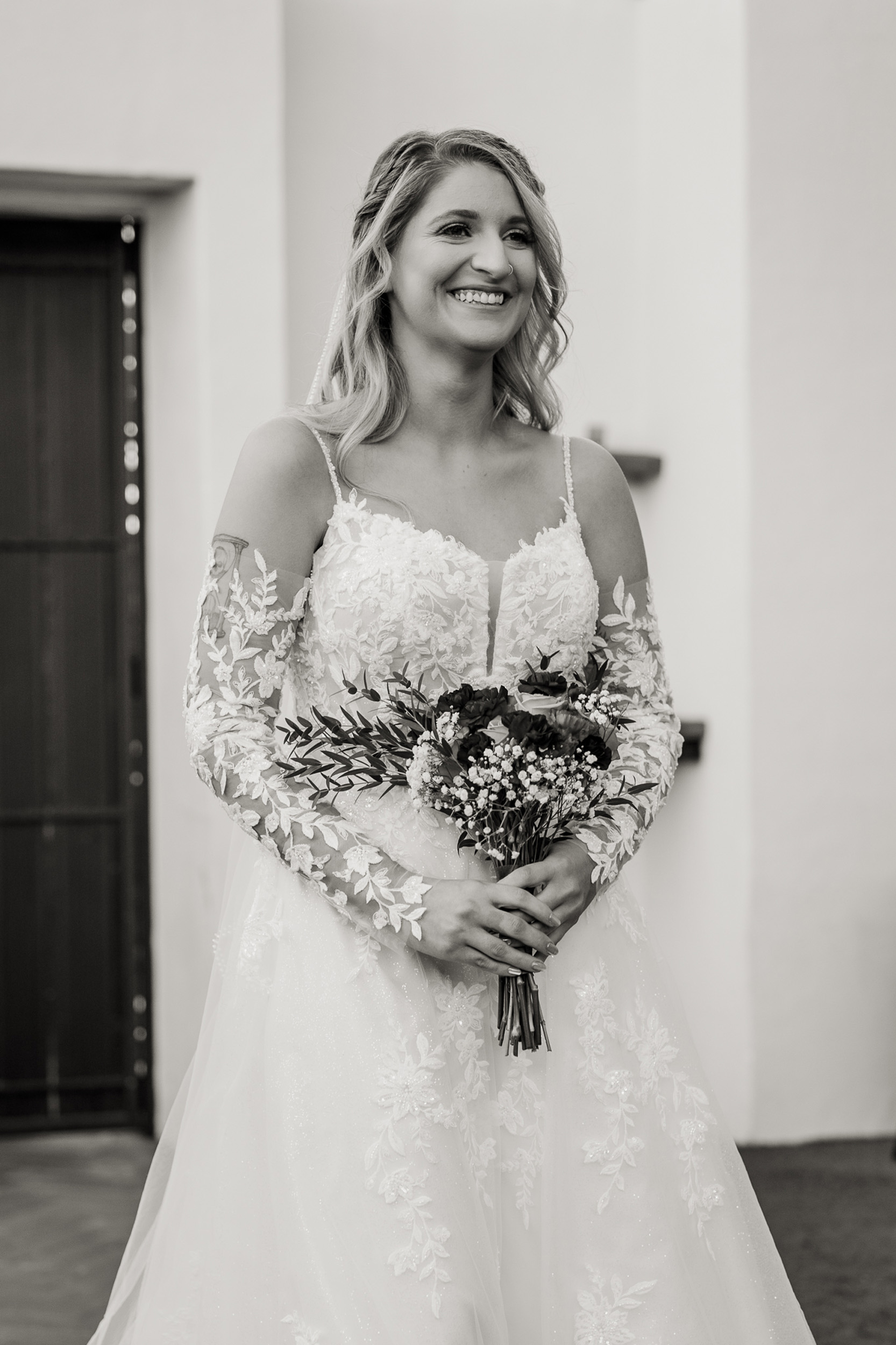 Bride walking down aisle at wedding ceremony at Tre Bella by Wedgewood in Mesa Arizona.
