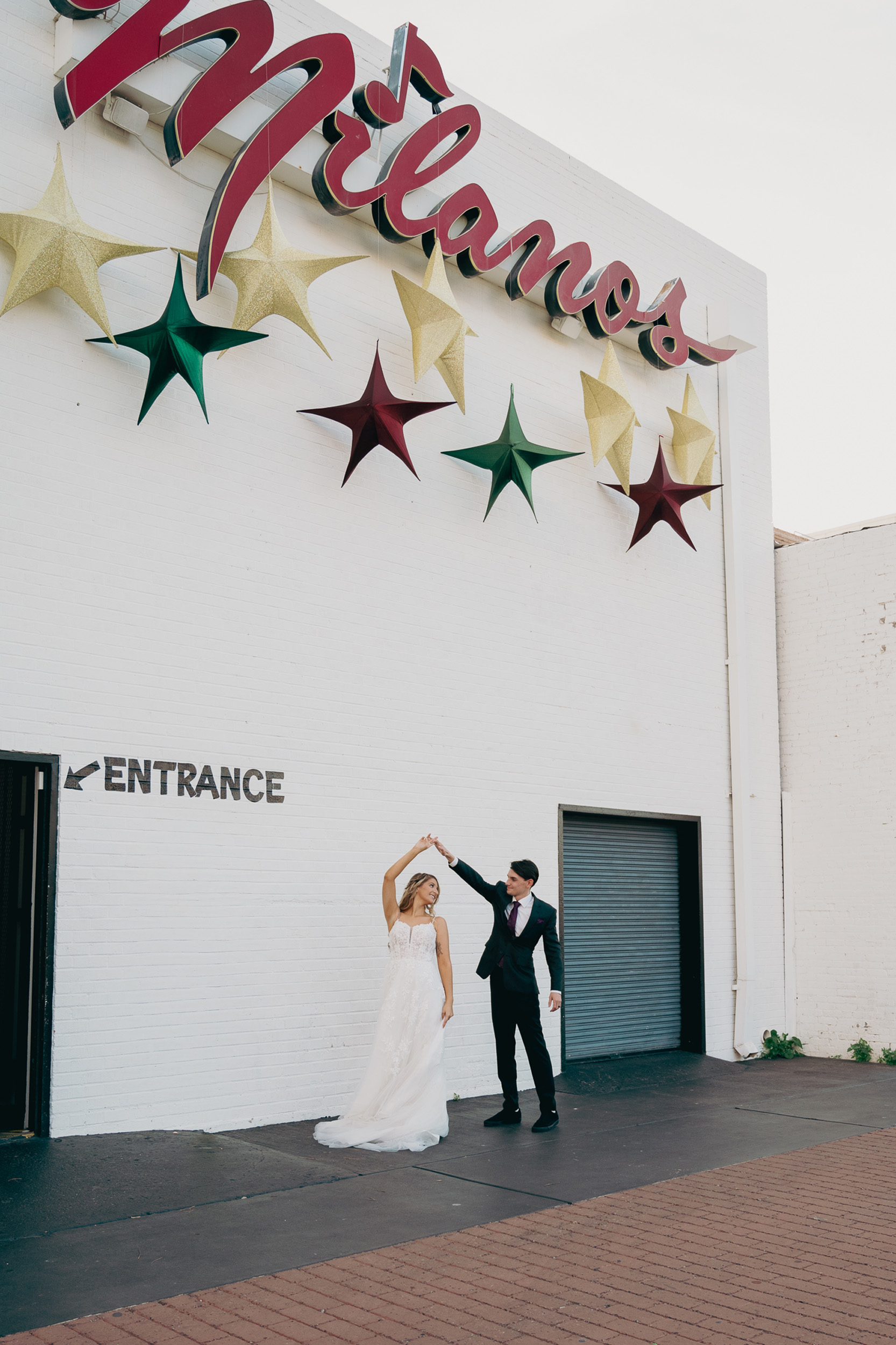 bride and groom portrait at Milano's Mesa Arizona. Tre Bella Wedgewood Weddings.