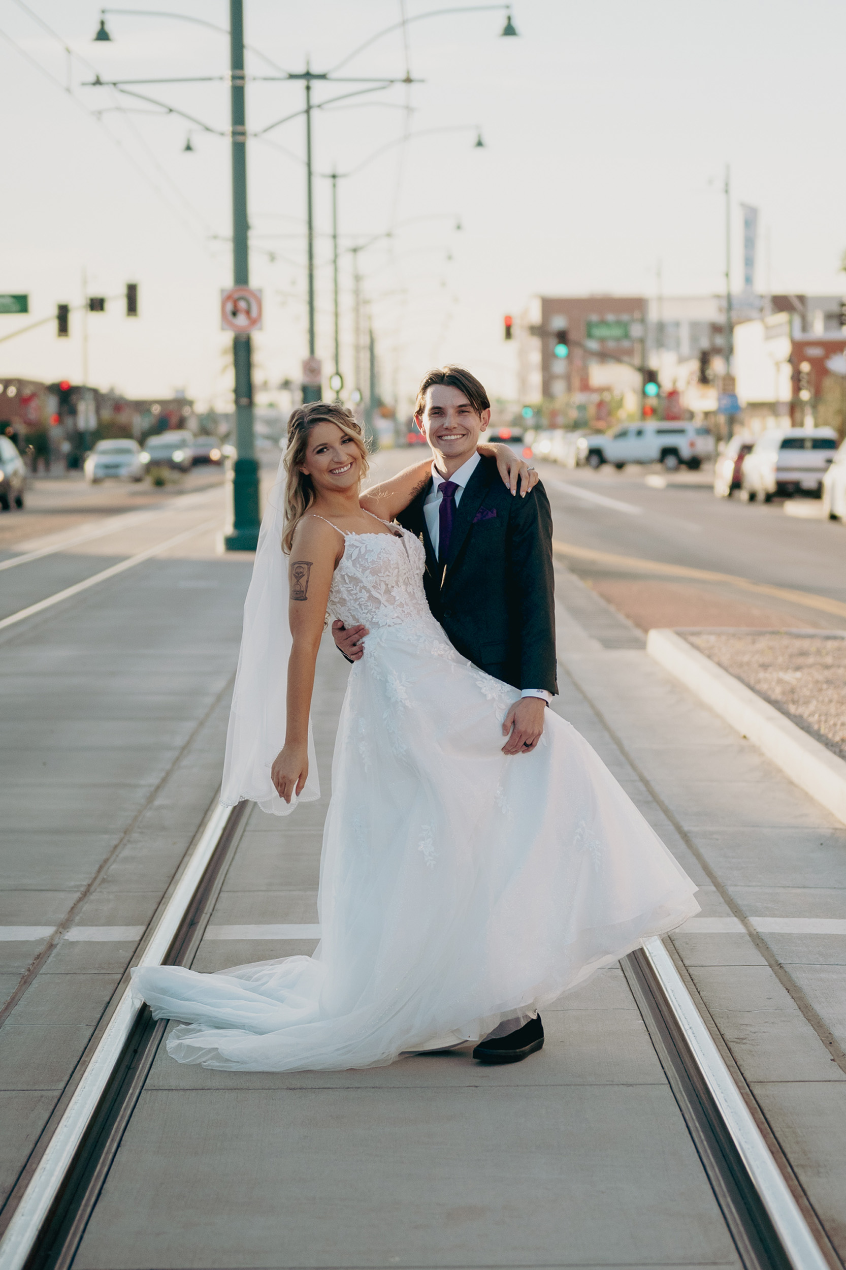 Bride and Groom Mesa, Arizona Main St. Tre Bella by Wedgewood on wedding day.