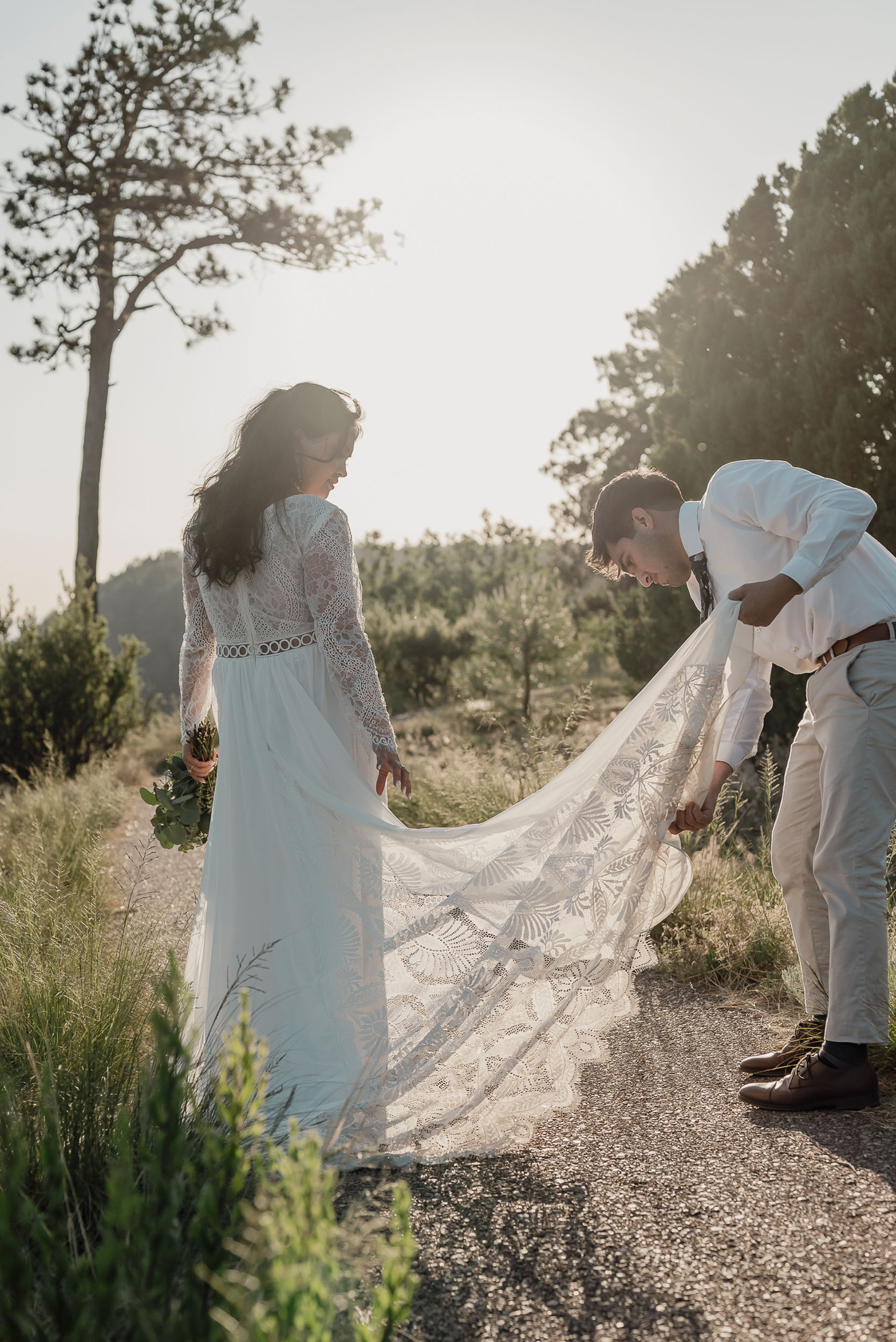 Bride and groom during elopement wedding at the Mogollon Rim in Payson, Arizona