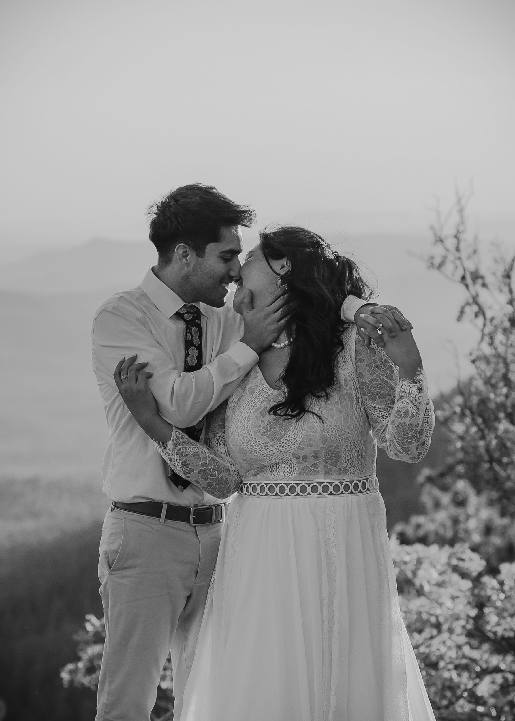 Bride and groom during elopement wedding at the Mogollon Rim in Payson, Arizona