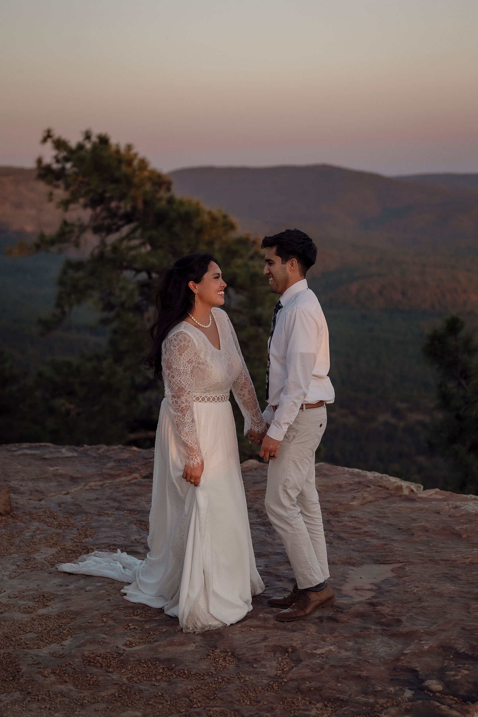 Bride and groom during elopement wedding at the Mogollon Rim in Payson, Arizona