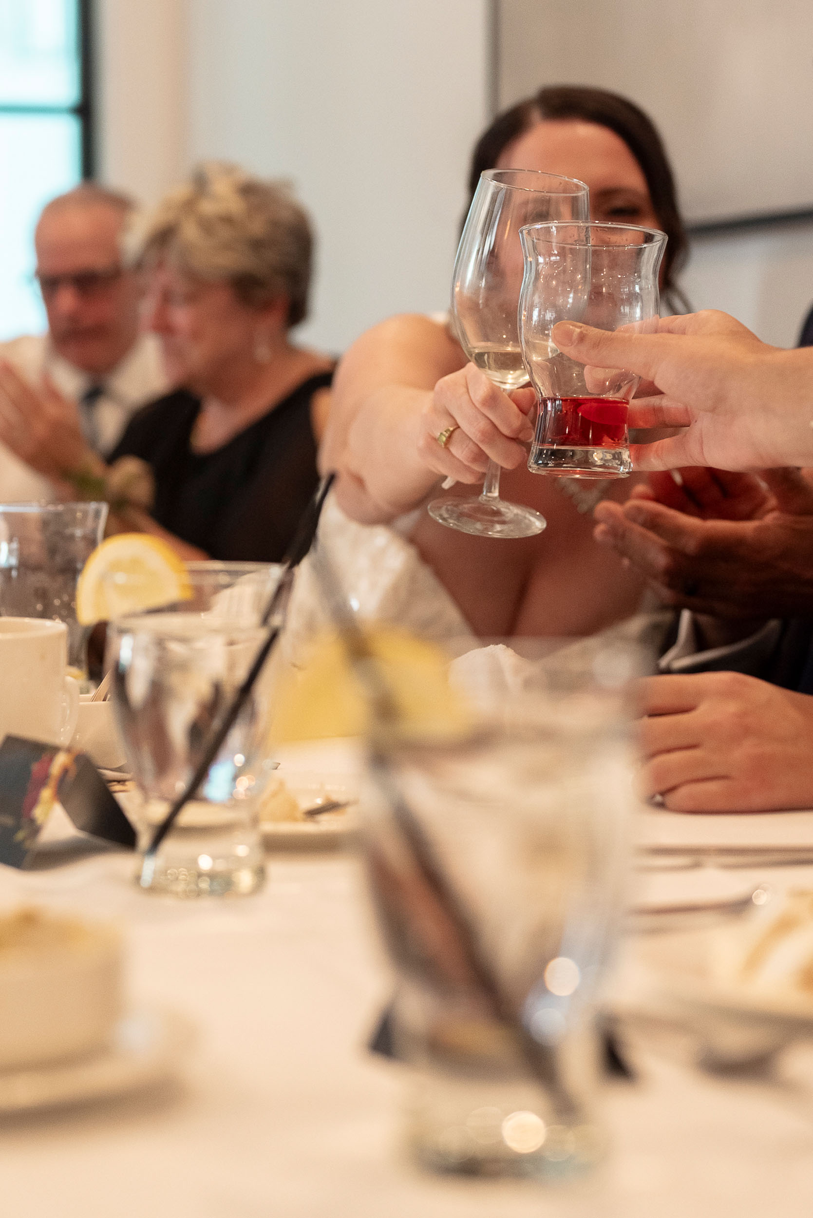 Toasting drink glasses Sterling Grove Copper + Rye wedding reception
