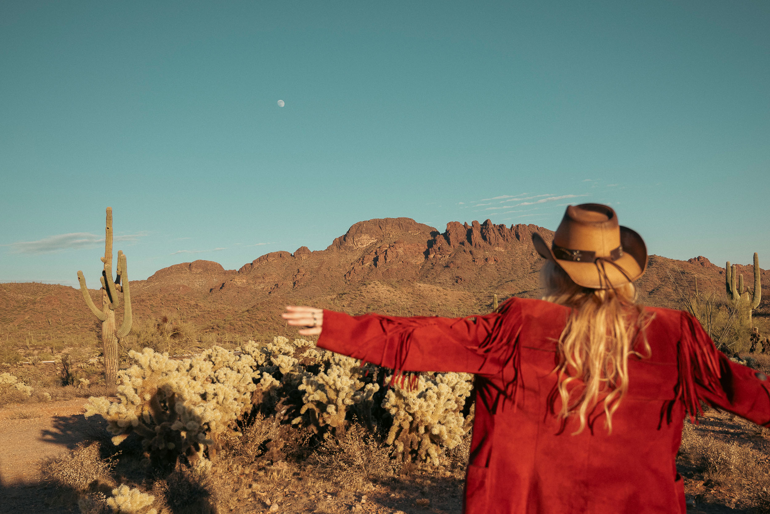 Staring off into the desert at Vulture Peak in Wickenburg, Arizona.